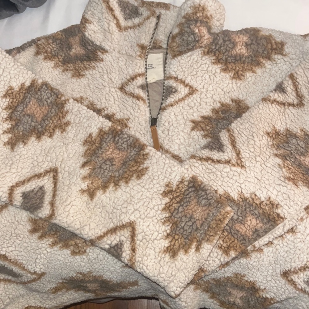 Fuzzy Aztec Sweater Half zip